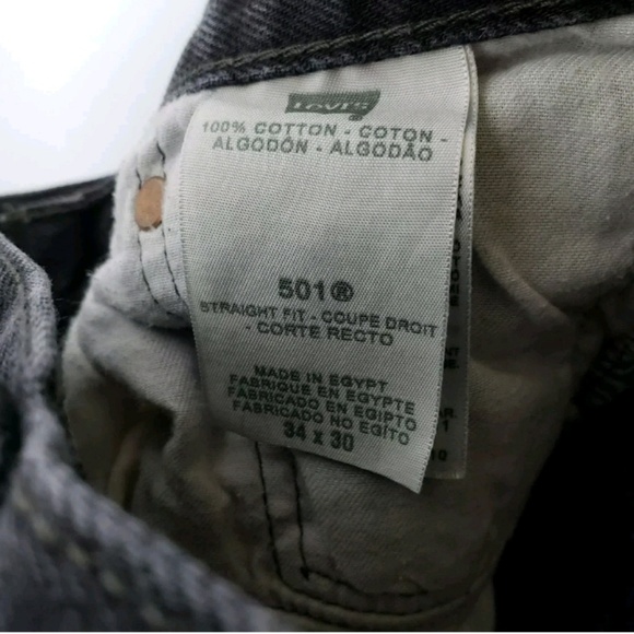 Mens Levi's 501 Straight Jeans Button Fly Black - Picture 7 of 8